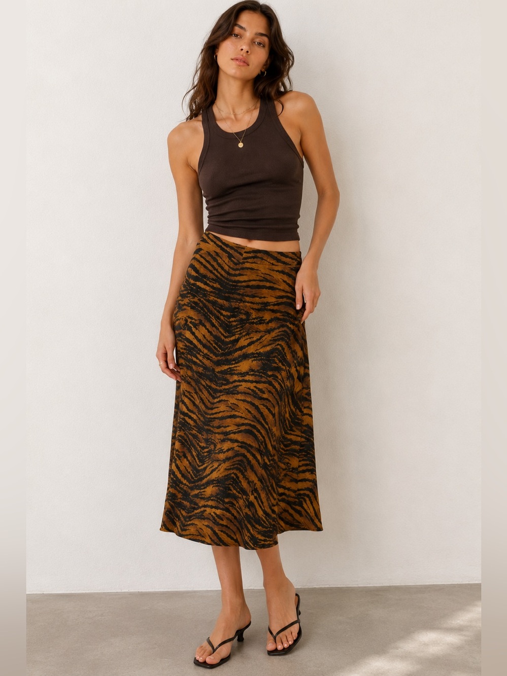 H&M Tiger Print Midi Skirt – Size Small